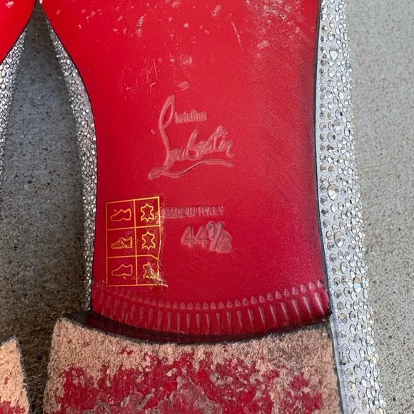 Christian Louboutin Swarovski Dandelion Silver Loafers Slip-On 44.5 US 10-10.5 - Picture 11 of 12